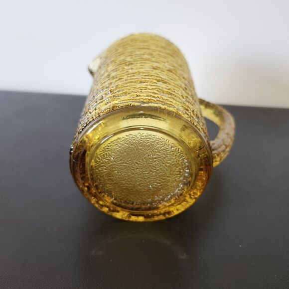 Vintage Anchor Hocking Soreno Amber Juice Pitcher 7" Ribbed MCM Textured Glass - Picture 4 of 7